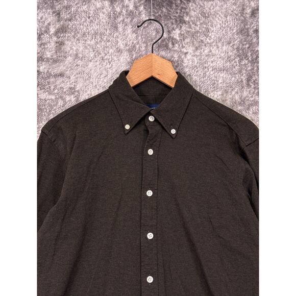 Proper Cloth Shirt Medium Mens Green Pique Long Sleeve Slim Button Down - Picture 2 of 7